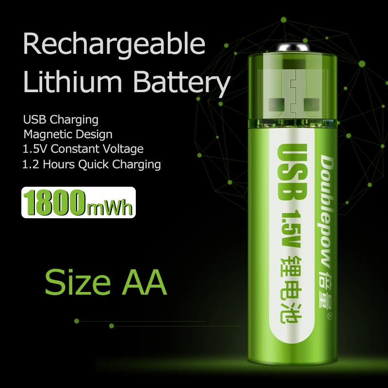Batteries Rechargeables AA USB Éco