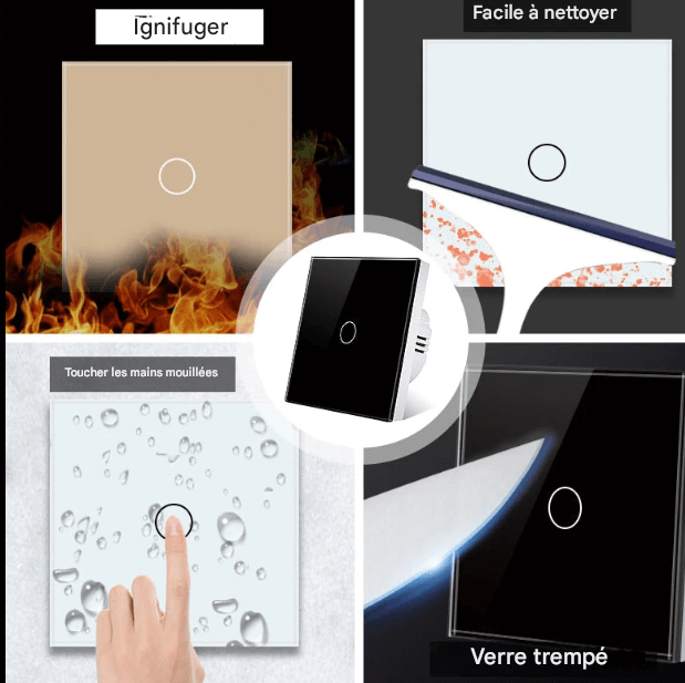 2x Interrupteurs Tactiles en Verre